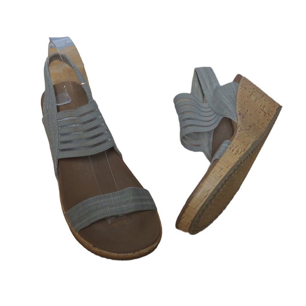Skechers Taupe Beverlee Smitten Kitten Mid Heel Sandals Wedges 38527 - Size 8